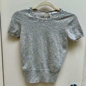 Vince Silver Embellished Cashmere sweater
